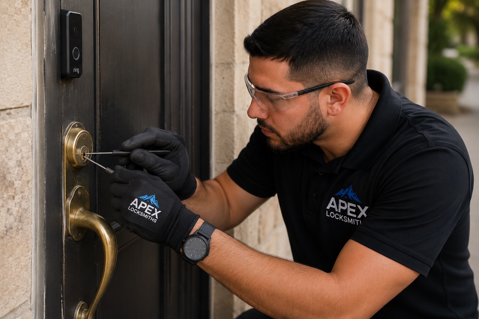 Apex Locksmiths technician picking a lock during an emergency call-out